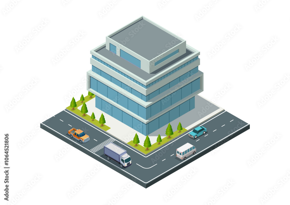 Isometric modern building Isometric modern building