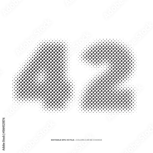 Number or Digit 42, filled with digit effect editable vector.