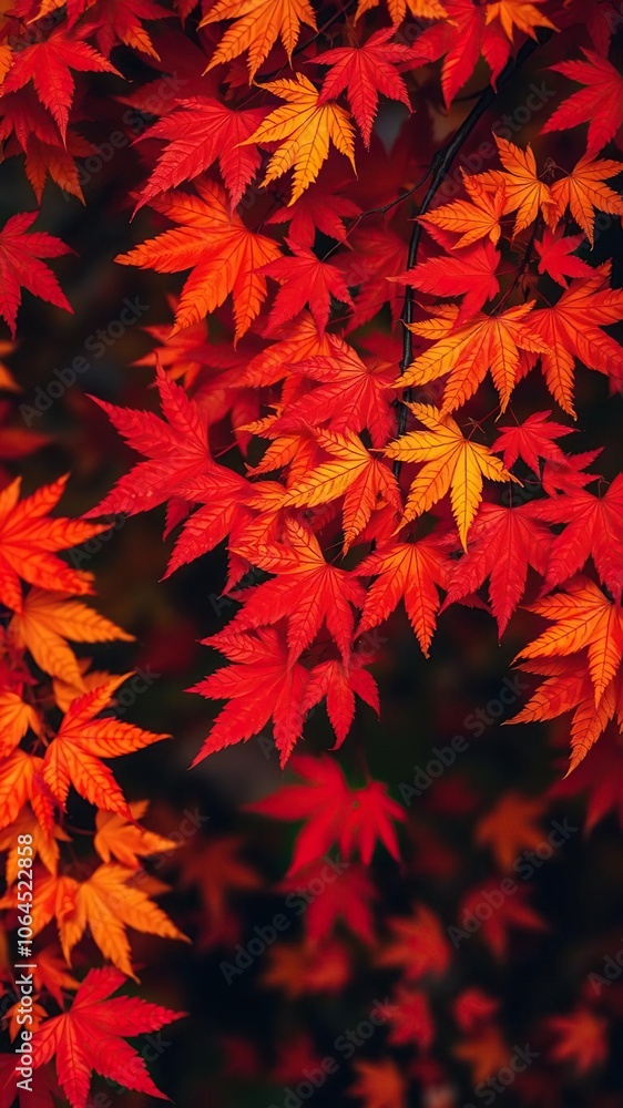 Autumn background with vibrant maple leaves in various shades of red, orange, and yellow, foliage, nature, vibrant Autumn background with vibrant maple leaves in various shades of red, orange, and yellow, foliage, nature, vibrant