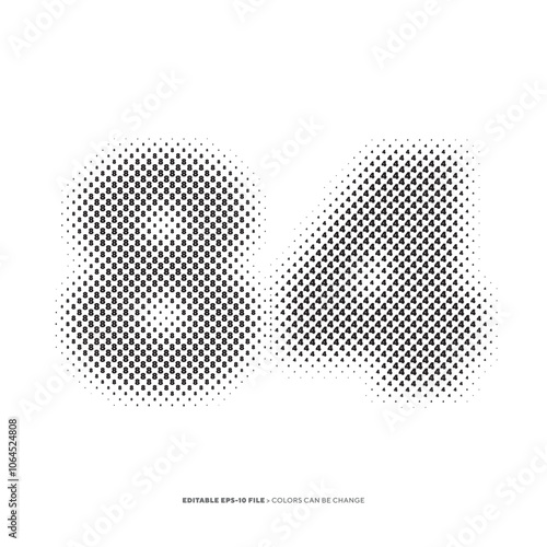 Number or Digit 84, filled with digit effect editable vector.