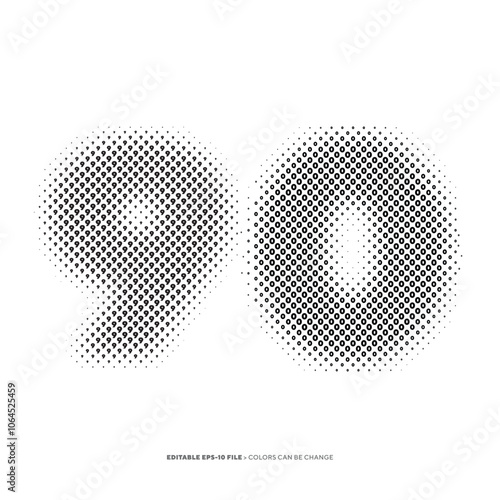 Number or Digit 90, filled with digit effect editable vector.