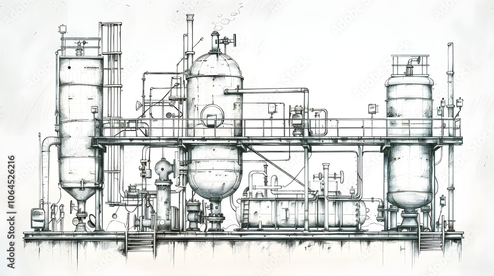Sketch of industrial equipment. Vector Sketch of industrial equipment. Vector