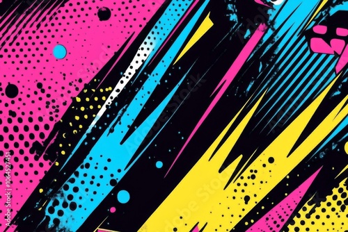 Experience a burst of color with this retro 90s pop art illustration.