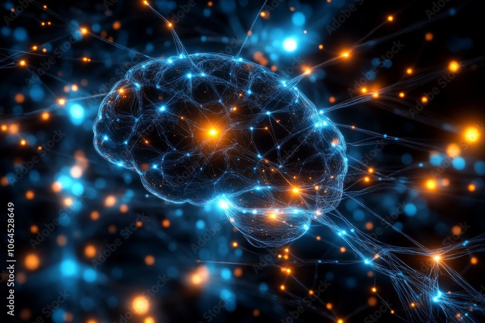 Interconnected nodes create a futuristic visualization of technology. Interconnected nodes create a futuristic visualization of technology.