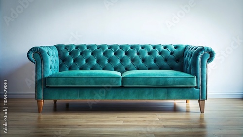 blue velvet couch with green cushion