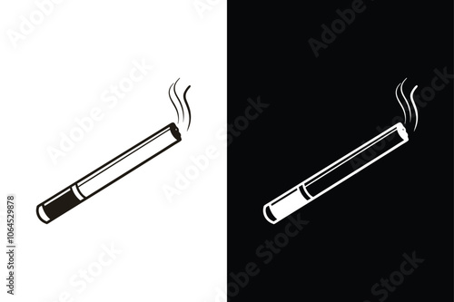 Cigarette Icon Silhouette. Flat Graphic Design for Contemporary Smoking Themes