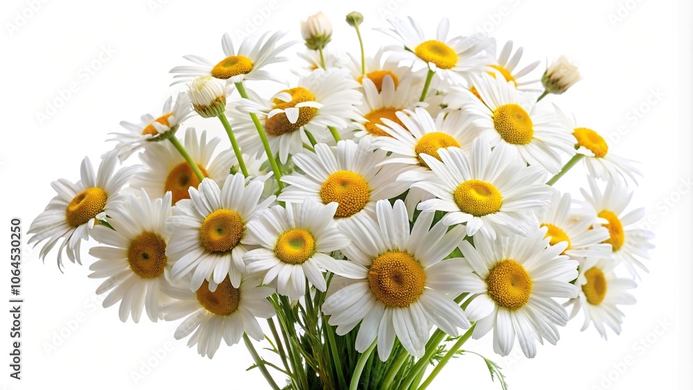 Fototapeta premium Chamomile daisy flower bouquet on white background