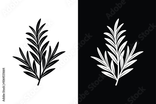 Rosemary Icon Silhouette. Stylish Flat Vector Illustration on White and Black Backgrounds