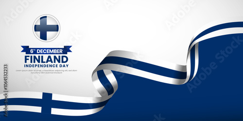 Finland independence day celebration Banner Background with Waving flag and blank text space