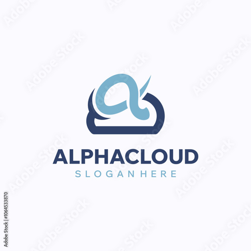 Letter Alpha cloud logo design template. Cloud technology concept. Creative vector symbol.