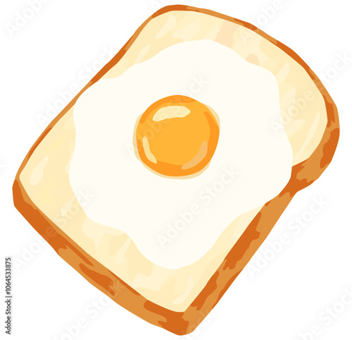 目玉焼きトーストのイラスト ベクター素材