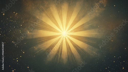 Epiphany Star of Bethlehem in Radiant Golden Light, Shining in Cosmic Night Sky background photo