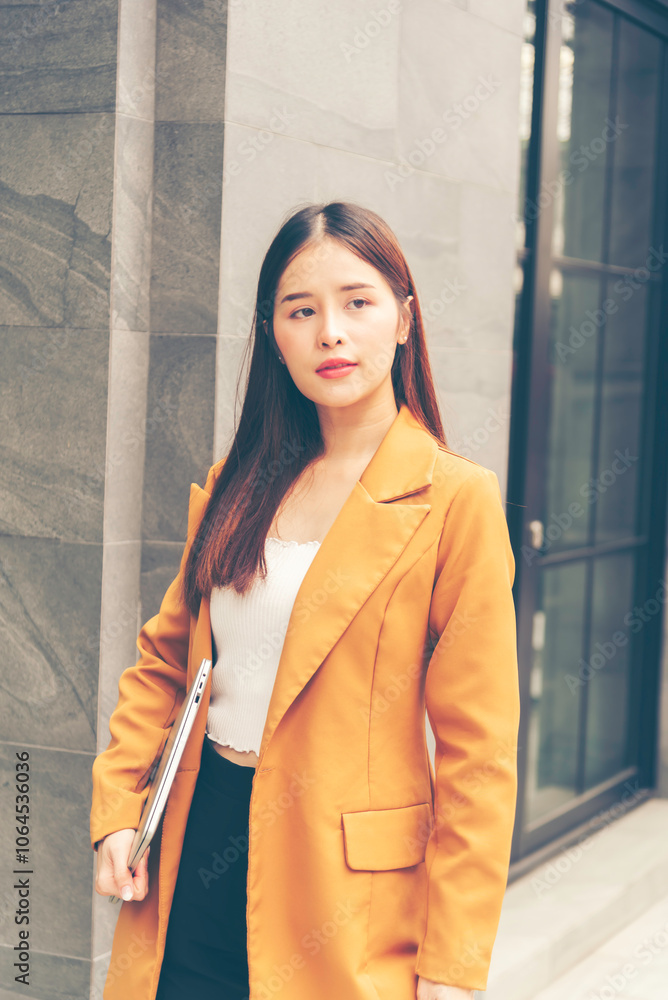 Fototapeta premium Asian business woman working with tablet.