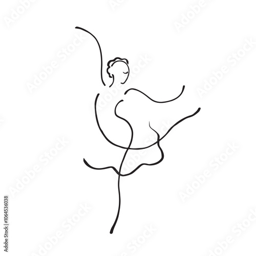 An Elegant Ballerina Line Art Illustration
