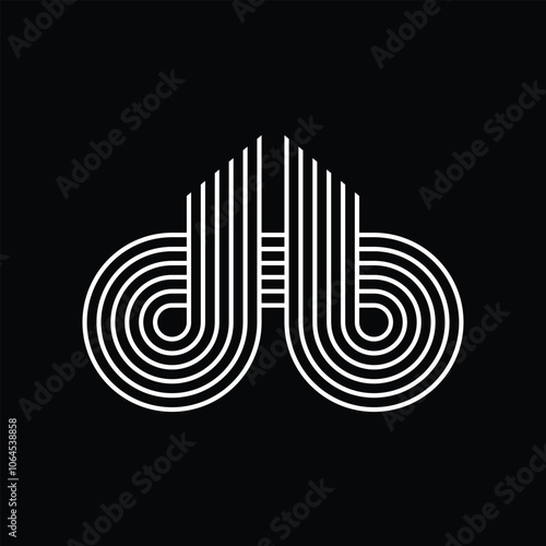 This is an abstract logo of letter db in lowercase that connected to each other in simple lines style 