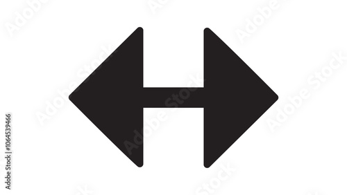 Double sided black arrows pointing in opposite directions isolated on a white background for comparative or navigation graphic needs.