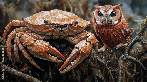 Crab and Owl in the Forest: A Close Encounter