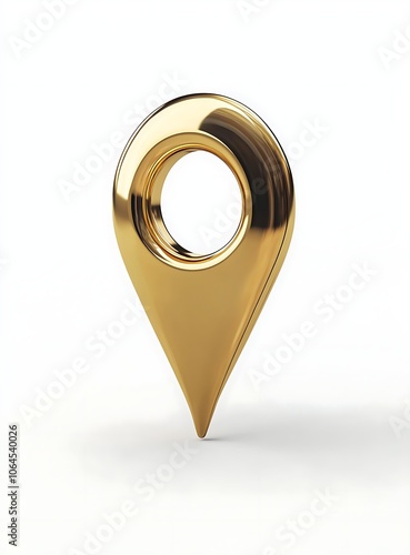 Golden Location Pin: A 3D golden location pin with a polished, gleaming finish stands out against a clean background. The pin's simple design, symbolizing a destination or point of interest.