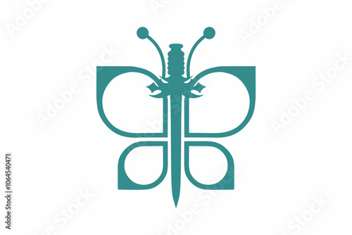 Abstract butterfly and sword combination logo illustration vector design