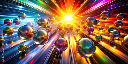 Spinning Rays of Spheres on Billowed Background - Abstract Energy, Light, and Motion in Dreamy Colors