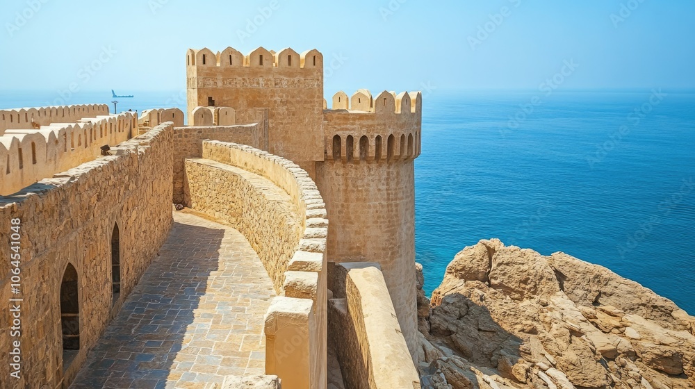 Scenic View from Ancient Castle Overlooking Ocean Scenic View from Ancient Castle Overlooking Ocean
