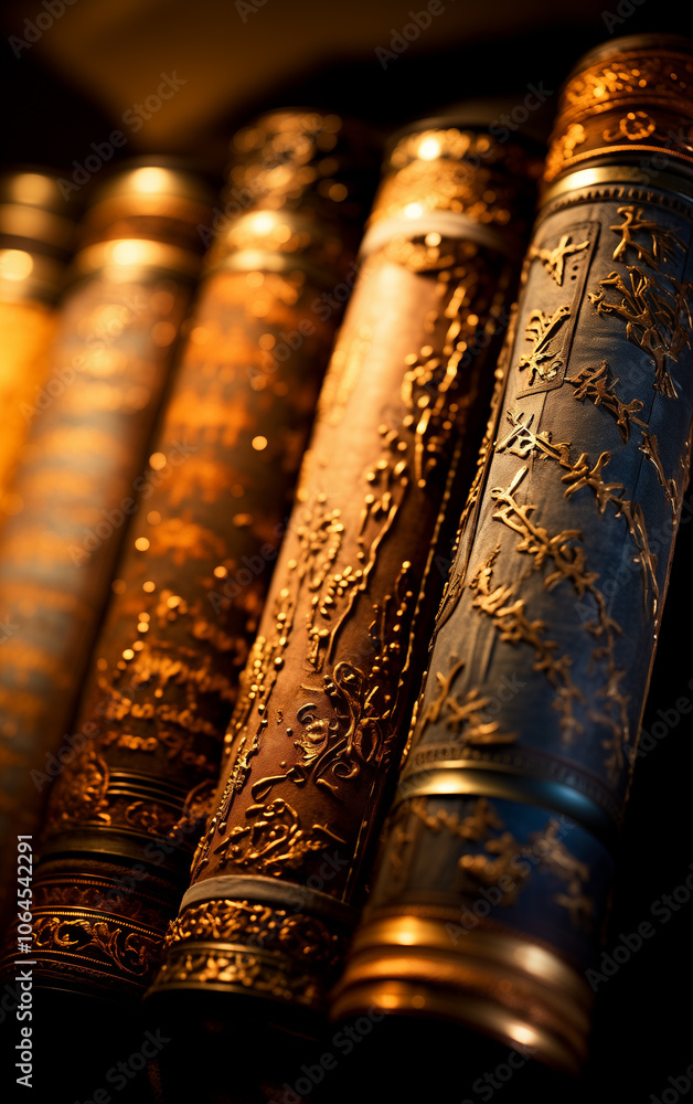 Close-up of illuminated Torah scrolls, with space for text on the side
Close-up of illuminated Torah scrolls, with space for text on the side