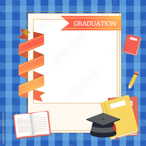 Graduation celebration illustration. Polaroid illustration design decorating photos.