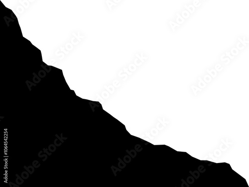 Black stone slope silhouette. Rock cliff