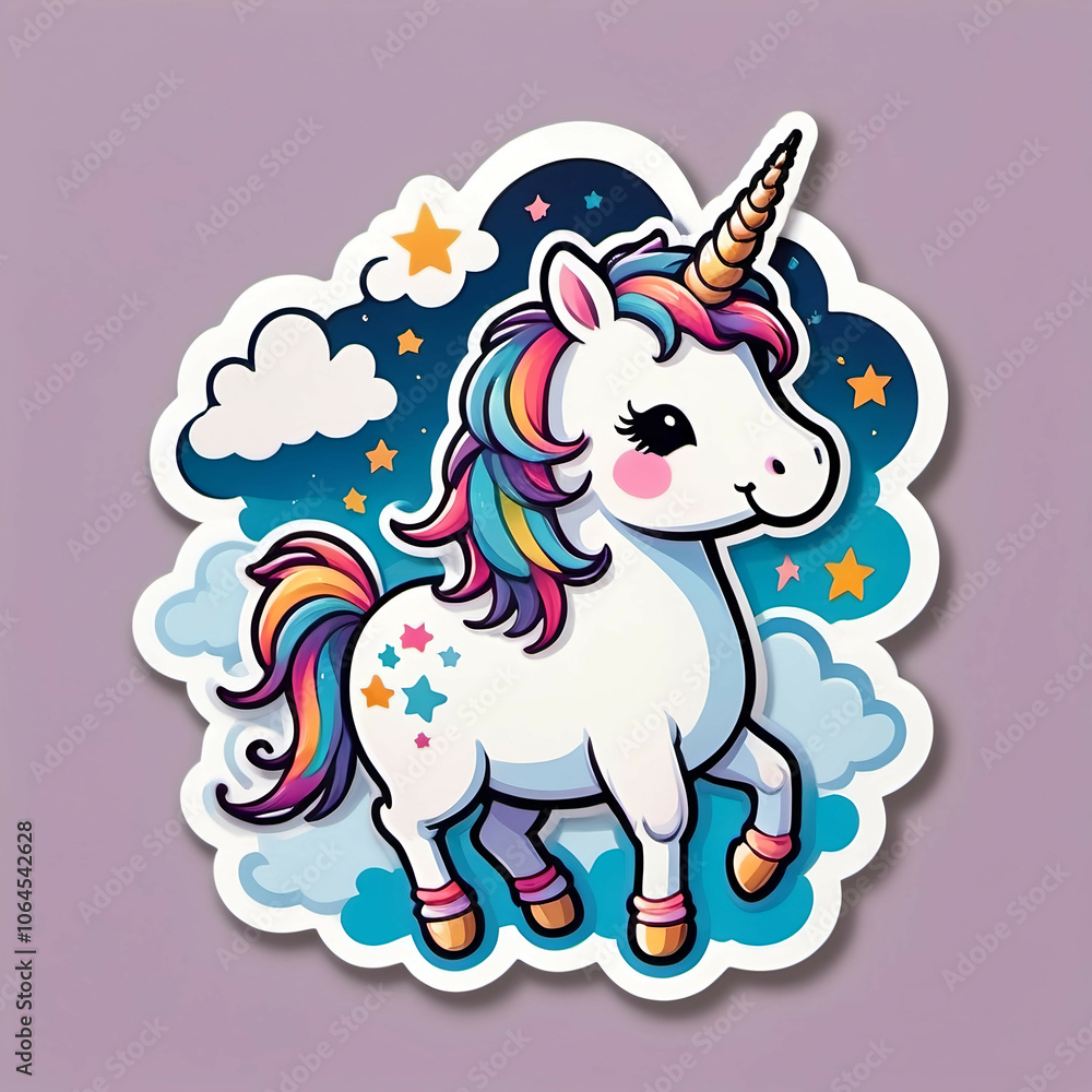 Naklejka premium Illustrator Unicorn Cute Sticker