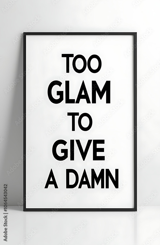 Bold, illustrated poster with the phrase “Too Glam to Give a Damn” in stylish typography, set against a sleek, minimal background for a sassy, confident vibe. Bold, illustrated poster with the phrase “Too Glam to Give a Damn” in stylish typography, set against a sleek, minimal background for a sassy, confident vibe.