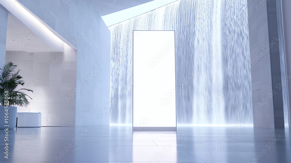 Mockup. White Marble Interior Billboard, Elegant Appeal, Luxurious Venue Mockup. White Marble Interior Billboard, Elegant Appeal, Luxurious Venue