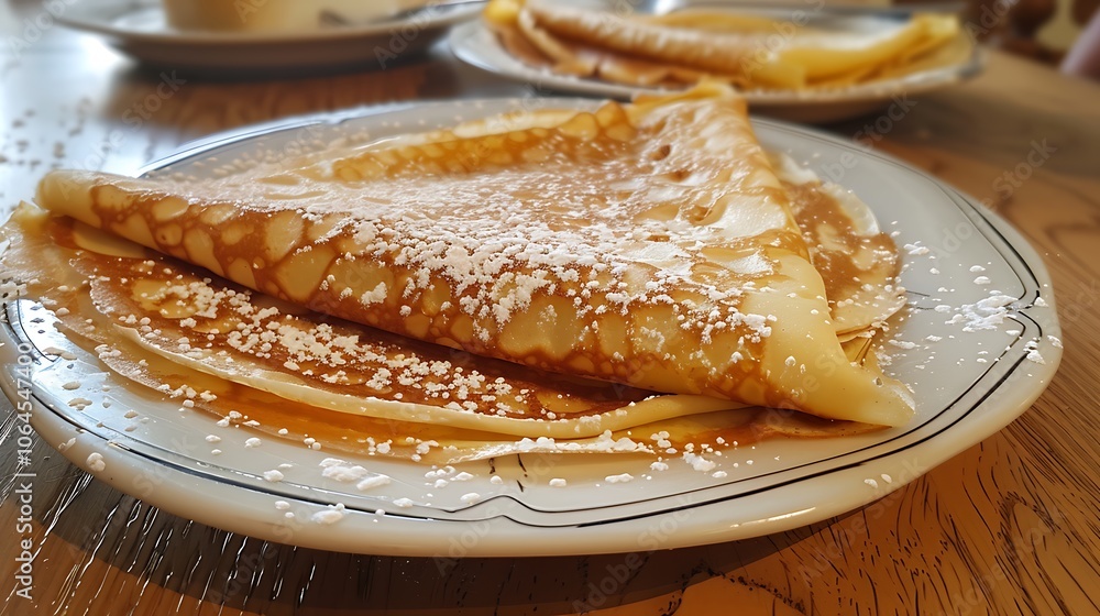 Delightful crepes baked from scratch on the diner table Delightful crepes baked from scratch on the diner table