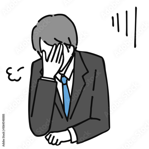疲れているる若いビジネスマンのイラスト