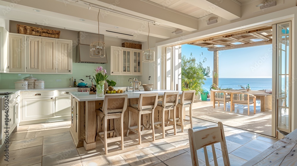 3D Spacious Beachfront Kitchen with Ocean View 3D Spacious Beachfront Kitchen with Ocean View