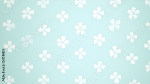 White Flowers on Blue Background