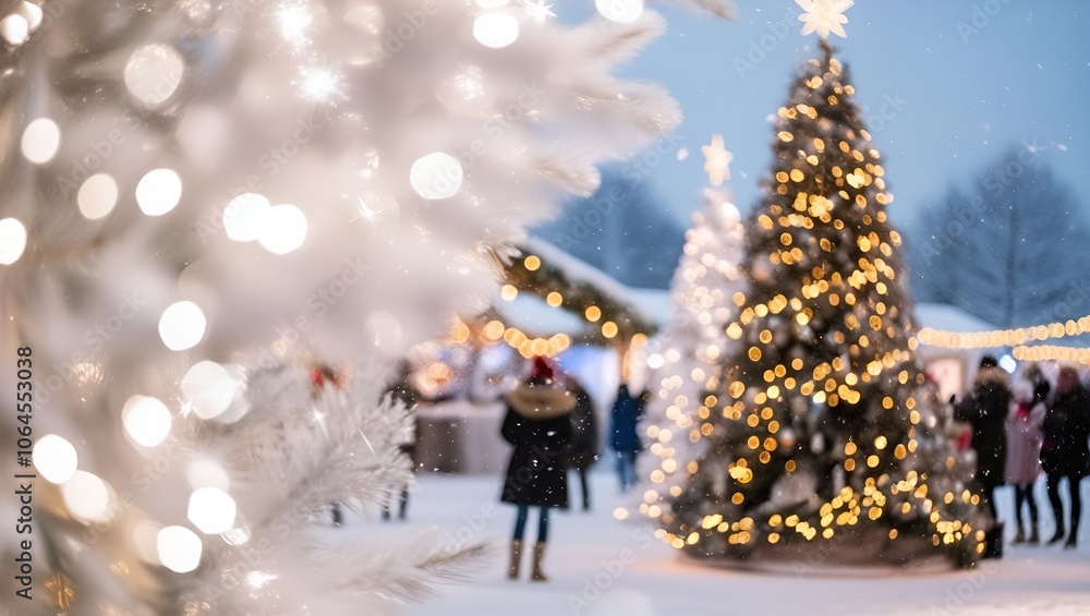 Winter snow background with Christmas tree in background for Christmas poster or banner design. Winter snow background with Christmas tree in background for Christmas poster or banner design.