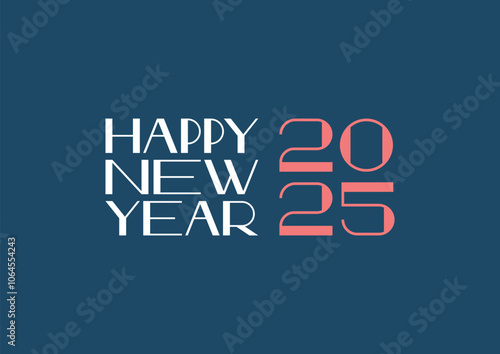 Happy New Year typography logo. Holiday greeting text for card, banner, background, invitation. Abstract art font illustration and hand written lettering. Vector typographic text design template