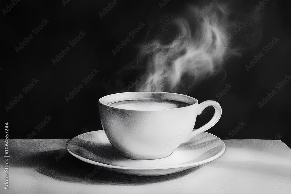 First sip of coffee with steam rising, Monday morning, invigorating start First sip of coffee with steam rising, Monday morning, invigorating start