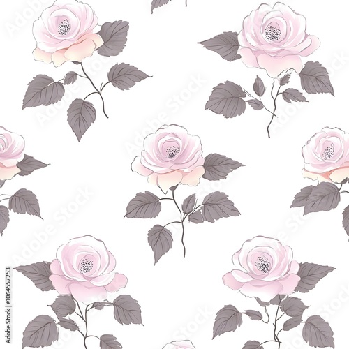 Pink Watercolor Roses Seamless Pattern