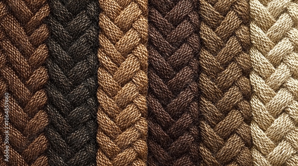 A close-up view of braided textures in various shades of brown and beige. A close-up view of braided textures in various shades of brown and beige.