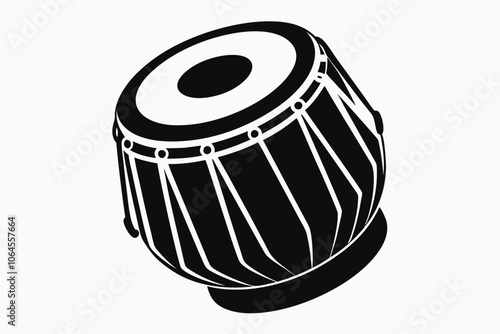 Illustration of a logo of a traditional Indian musical instrument, a tabla silhouette suitable for music stores and communities,A tabla silhouette vector,icon illustration on white background.