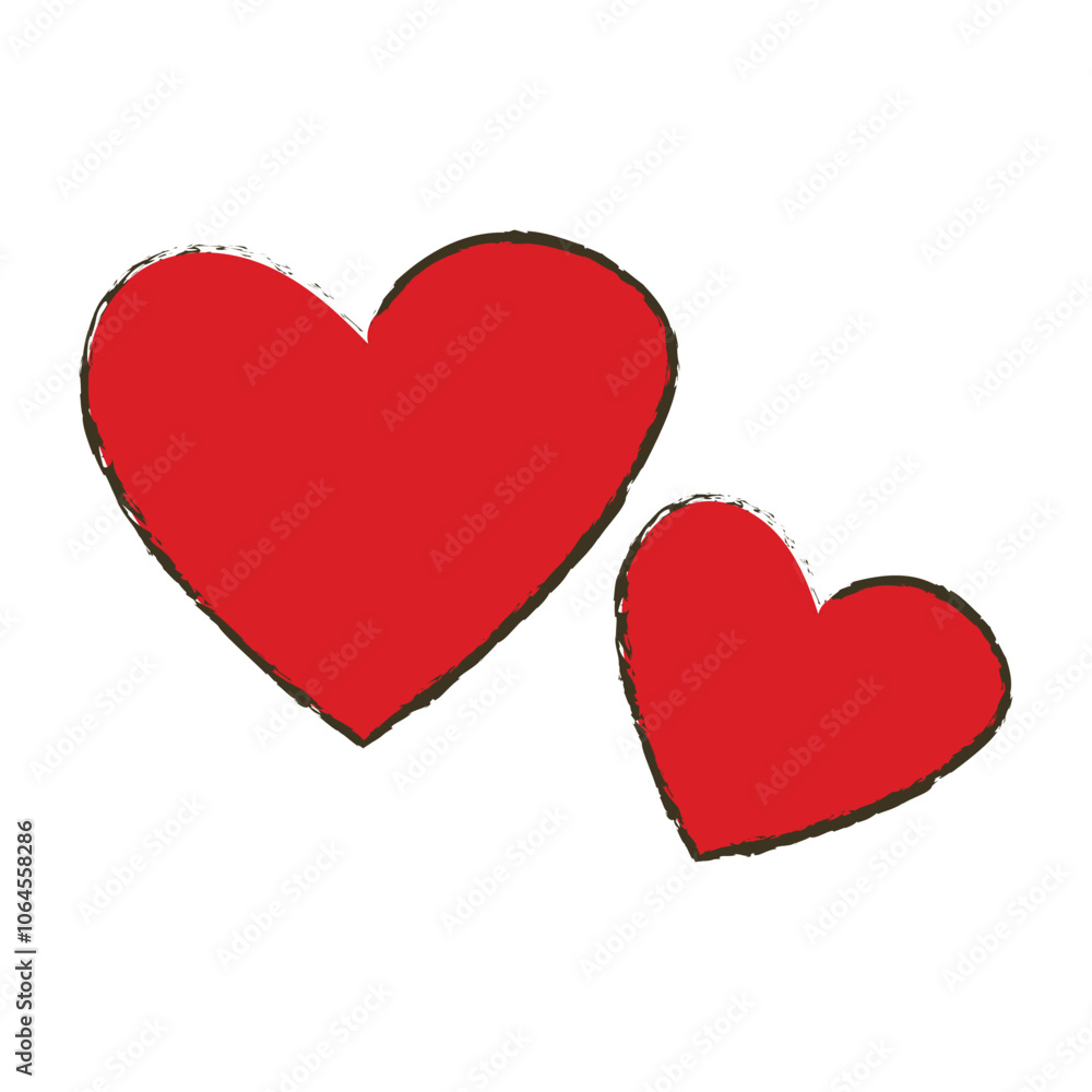 hand drawn cartoon illustration of two hearts hand drawn cartoon illustration of two hearts