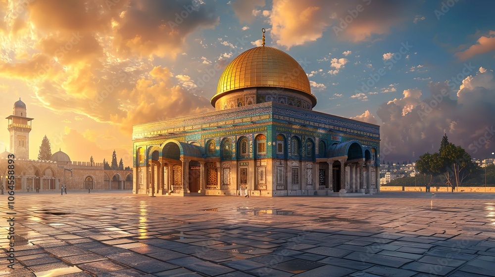 Obraz premium Beautiful Al-Aqsa Mosque in Jerusalem, Palestine