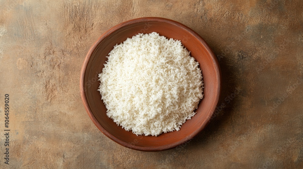 Fresh Homemade White Rice in a Clay Bowl Fresh Homemade White Rice in a Clay Bowl