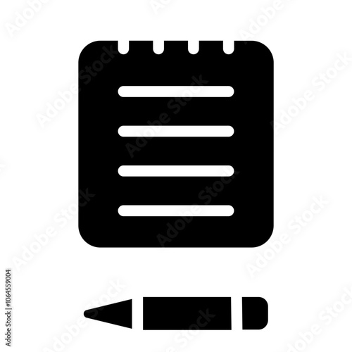 Notebook with pencil Solid Icon
