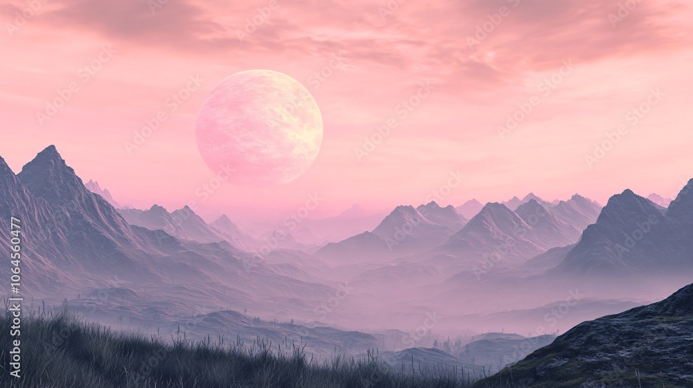 Pink Moon Over Mountains Pink Moon Over Mountains