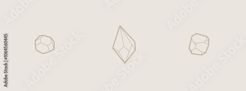 Set Of Three Gems Crystals In Different Shapes Isolated Vector Design