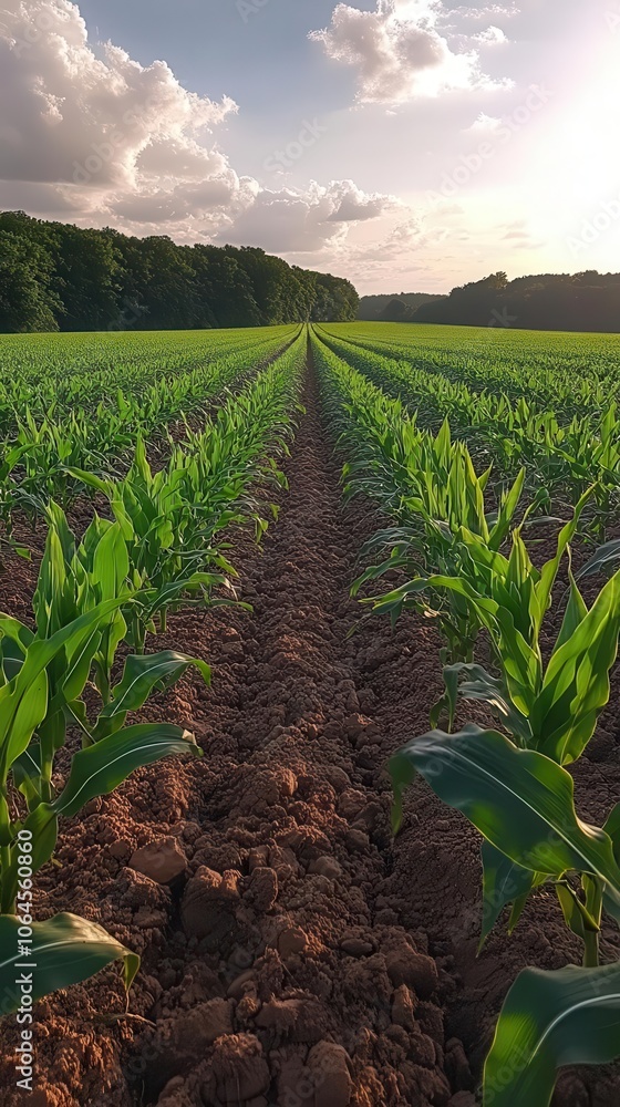 lush corn plantation field under a bright sky showcasing vibrant green corn cobs growing in neat rows exemplifying agricultural abundance and the beauty of nature lush corn plantation field under a bright sky showcasing vibrant green corn cobs growing in neat rows exemplifying agricultural abundance and the beauty of nature