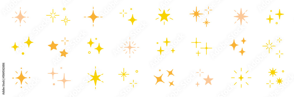 Sparkle star vector element icon. Gold star twinkle glitter spark hand drawn shine icon set. Hand drawn sketch doodle style. Magic light gold decoration background vector illustration Sparkle star vector element icon. Gold star twinkle glitter spark hand drawn shine icon set. Hand drawn sketch doodle style. Magic light gold decoration background vector illustration