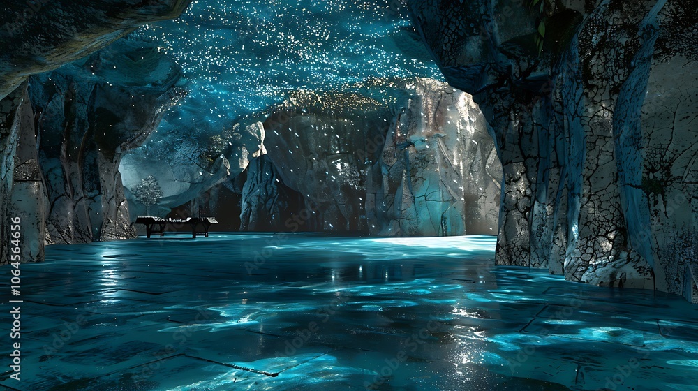 Enclosed by a glittering blue canopy of limestone underground spaces Enclosed by a glittering blue canopy of limestone underground spaces